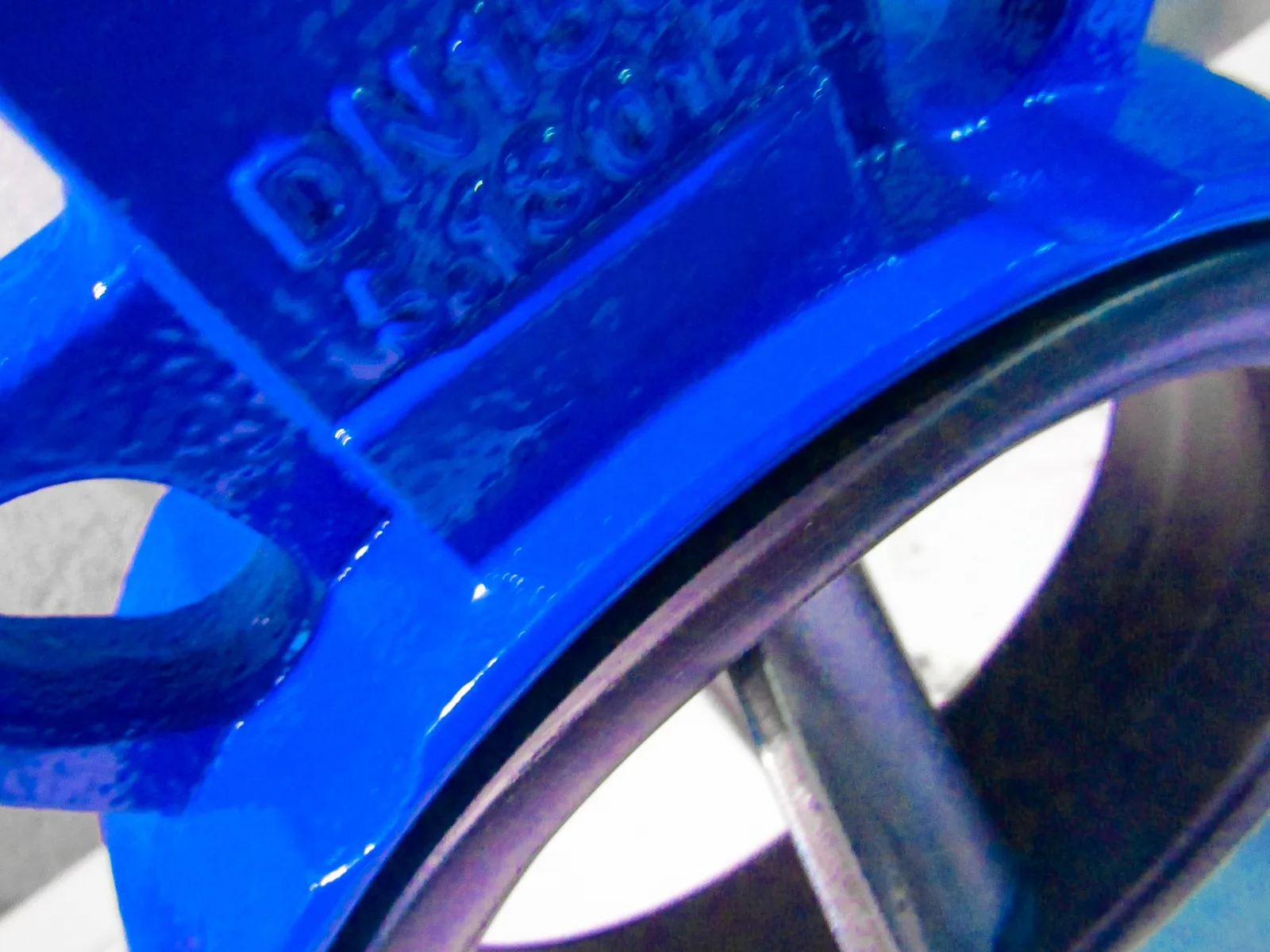 Close-up of a cast iron gate valve on a water main
